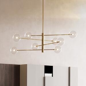 IDEAL LUX Lampa suspendată Equinoxe, alamă/chihlimbar, cu 8 becuri, Auriu / Alamă, Camera de zi / sufragerie, Metal