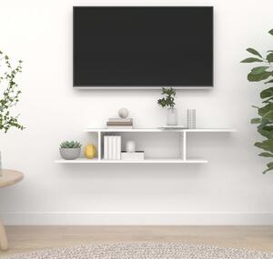 Raft TV cu montaj pe perete, alb, 125x18x23 cm, lemn prelucrat