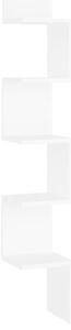 Raft de perete de colț, alb, 20x20x127,5 cm, PAL