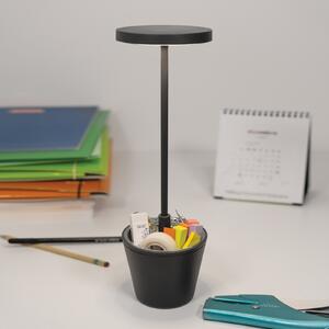 Zafferano Poldina Reverso Lampă de masă cu baterie, gri, reglabil, Gri, Camera de zi / sufragerie, Metal, Modern