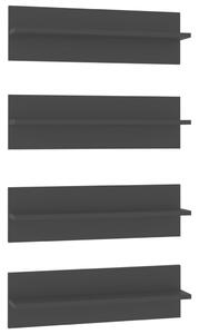 Rafturi de perete, 4 buc., negru, 60x11,5x18 cm, PAL