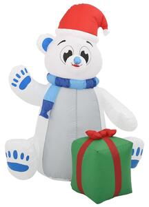 Urs polar gonflabil de Crăciun cu LED, 1,8 m, interior/exterior