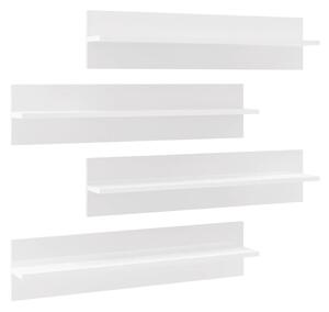 Rafturi de perete, 4 buc., alb extralucios, 80x11,5x18 cm, PAL
