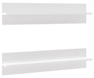 Rafturi de perete, 2 buc., alb extralucios, 80x11,5x18 cm, PAL