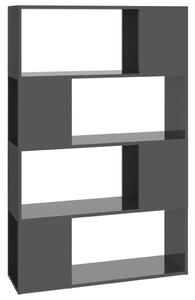 Bibliotecă/Separator cameră, gri extralucios, 80x24x124,5 cm