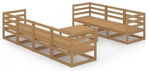 Set mobilier de grădină, 8 piese, maro miere, lemn masiv pin