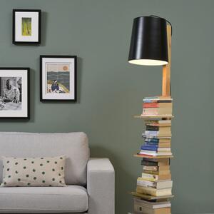 IT´S ABOUT ROMI IT'S Lampadar Cambridge, lemn/negru, Lemn, Camera de zi / sufragerie, Lemn