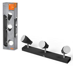LEDVANCE Pear spot LED aplicat GU10 3 becuri negru, Negru, Camera de zi / sufragerie, Plastic, Modern, Plafon cu flacără multiplă