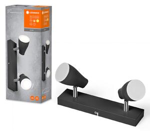 LEDVANCE Pear spot LED aplicat GU10 2 becuri negru, Negru, Camera de zi / sufragerie, Plastic, Modern, Plafon cu flacără multiplă