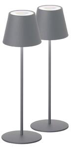 FH Lighting Cosenza lampă masă LED acumul 2x gri-nisip 38cm, reglabil, Gri, Camera de zi / sufragerie, Metal, Modern