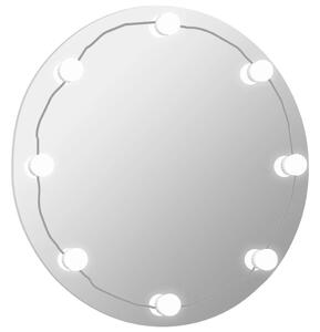 Oglindă de perete cu lumini LED, fără ramă, sticlă, rotundă