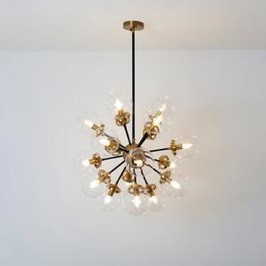 Holländer Moltiplicatore lampă suspendată 18 bec auriu/clar, reglabil, Auriu / Alamă, Camera de zi / sufragerie, Metal, glob