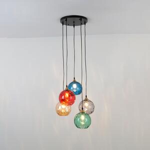Holländer La Spezia 5 bec chihlimbar/albastru/fum/roșu/verde, reglabil, Multicolor, Camera de zi / sufragerie, Sticlă, Modern, glob