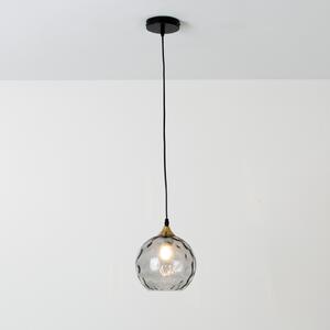 Holländer Milano lampă suspendată 1 abajur sticlă fumurie, reglabil, Gri, Camera de zi / sufragerie, Sticlă, Modern, glob