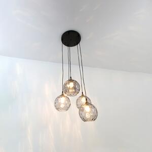 Holländer Milano lampă suspendată 5 abajururi sticlă fumurie, reglabil, Gri, Camera de zi / sufragerie, Sticlă, Modern, glob