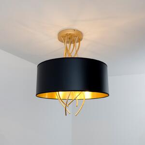 Holländer Elba plafonieră Ø30cm trei socluri negru/auriu, reglabil, Auriu / Alamă, Camera de zi / sufragerie, Metal, Design