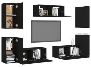 Set dulapuri TV, 7 piese, negru, lemn prelucrat