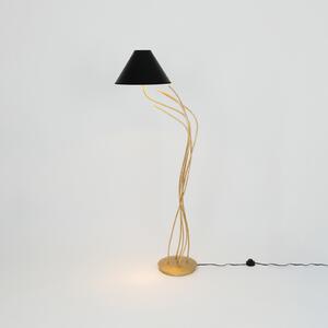 Holländer Ischia lampadar, 1 bec, negru/auriu, Auriu / Alamă, Camera de zi / sufragerie, Metal, Design