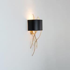 Holländer Elba Corto aplică 1 bec negru/auriu, reglabil, Auriu / Alamă, Camera de zi / sufragerie, Metal, Design