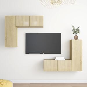 Set de dulapuri TV, 4 piese, stejar sonoma, lemn prelucrat