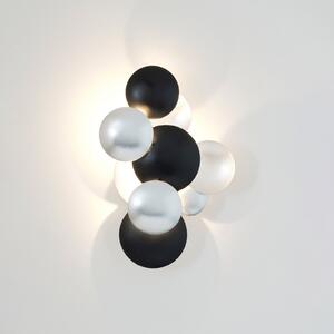 Holländer Aplică de perete cu LED BOLLADARIA, negru/argintiu, 42x27 cm, metal, dimabil, reglabil, Metalic, Camera de zi / sufragerie, Metal, Design