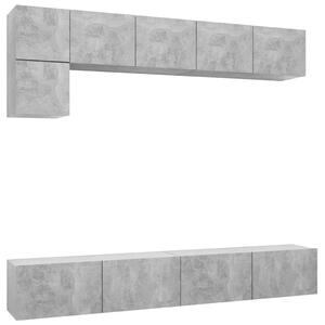 Set de dulapuri TV, 5 piese, gri beton, lemn prelucrat