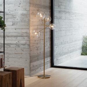 IDEAL LUX Lampadar Equinoxe, alamă/transparentă, înălțime 166 cm, Auriu / Alamă, Camera de zi / sufragerie, Metal