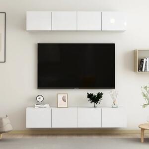 Dulapuri TV, 4 buc, alb extralucios 80x30x30 cm, lemn prelucrat