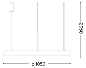 Ideal Lux - GEMINI lustră LED suspendată pe cablu, 78W/230V, 2700K, diam. 105 cm, CRI 90, alamă