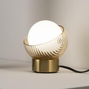 IDEAL LUX Lampa de masă Bloom, alamă/chihlimbar, înălțime 13 cm, Auriu / Alamă, Camera de zi / sufragerie, Metal, Modern
