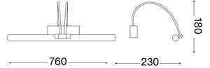 Ideal Lux - Aplică LED pentru tablou BOW, 8 W, 230 V, 76 cm, CRI 90, alamă