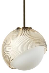 IDEAL LUX Lampă suspendată Bloom, Ø 17 cm, alamă, metal/sticlă, reglabil, Auriu / Alamă, Camera de zi / sufragerie, Metal, Modern