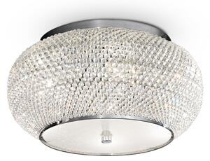 IDEAL LUX Plafonieră Pasha, cromat/transparent, Ø 40 cm, sticlă, reglabil, Crom, Camera de zi / sufragerie, Sticlă