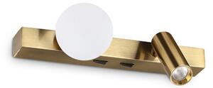 IDEAL LUX Aplică de perete Binomio, finisaj alamă, lățime 22 cm, 2 becuri, Auriu / Alamă, Camera de zi / sufragerie, Metal, Modern, Spot de perete