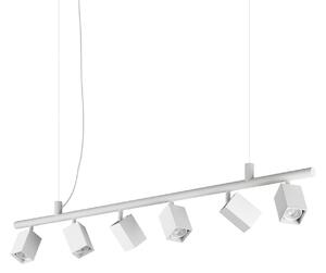IDEAL LUX Lampă suspendată Dynamite Square, albă, cu 6 becuri, Alb, Camera de zi / sufragerie, Metal, Modern