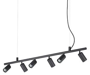 IDEAL LUX Lampă suspendată Dynamite Round, negru, cu 6 becuri, Negru, Camera de zi / sufragerie, Metal, Modern