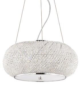 IDEAL LUX Lampă suspendată Pasha, crom/transparent, Ø 40 cm, sticlă, reglabil, Crom, Camera de zi / sufragerie, Sticlă