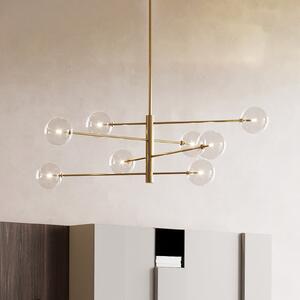 IDEAL LUX Lampa suspendată Equinoxe, alamă/transparentă, cu 8 becuri, Auriu / Alamă, Camera de zi / sufragerie, Metal