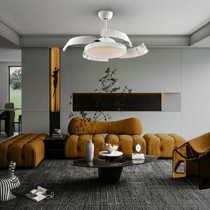 Schuller Valencia Enzo ventilator de tavan LED dimabil, CCT alb, reglabil, Alb, Camera de zi / sufragerie, Metal, Modern