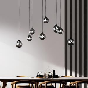 FISCHER & HONSEL Lampă suspendată LED Bala cu 8 becuri G9 sticlă fumurie, Negru, Camera de zi / sufragerie, Sticlă, Modern, glob
