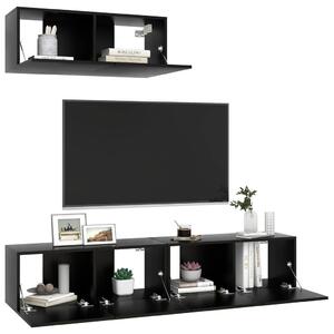 Set dulapuri TV, 3 piese, negru, lemn prelucrat