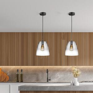 FISCHER & HONSEL Lampă suspendată Miro 1 bec sticlă fum/transparentă Ø20cm, reglabil, Gri, Camera de zi / sufragerie, Sticlă, Modern
