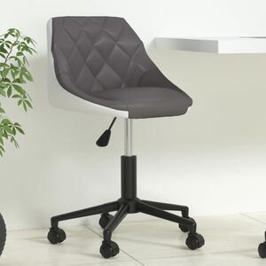 Scaun de birou pivotant, gri și alb, piele ecologică