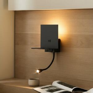 Lindby Aplică de perete Thorid, negru, USB, lampă citit cu LED, G9, Negru, Camera de zi / sufragerie, Metal, Modern