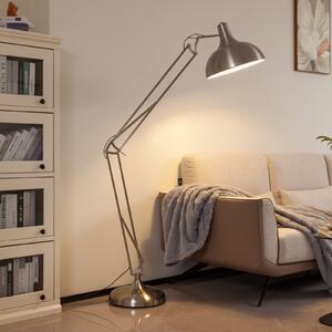 Lindby Lampadar Leia, argint, metal, 180cm, rotativ, E27, Metalic, Camera de zi / sufragerie, Metal, Modern