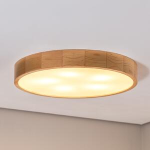 TEMAR LIGHTING Plafonieră Cleo, Ø 57,5 cm, 5 becuri, lemn de pin, E27, reglabil, Lemn, Camera de zi / sufragerie, Lemn, Modern