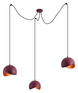 Lampă suspendată de design roșie cu sticlă opală cu 3 lumini - Tulip