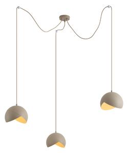 Lampă suspendată de design bej cu sticlă opală cu 3 lumini - Tulip