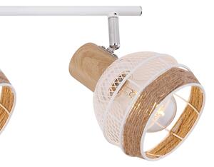 Globo Widy plafonieră cu decor funie de cânepă, 4 becuri, reglabil, Alb, Camera de zi / sufragerie, Metal
