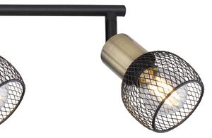 Globo Fiastra plafonieră, negru/alamă antic 4 becuri, reglabil, Negru, Camera de zi / sufragerie, Metal